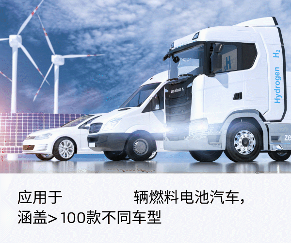 應(yīng)用于> 80,000輛燃料電池汽車，涵蓋> 100款不同車型